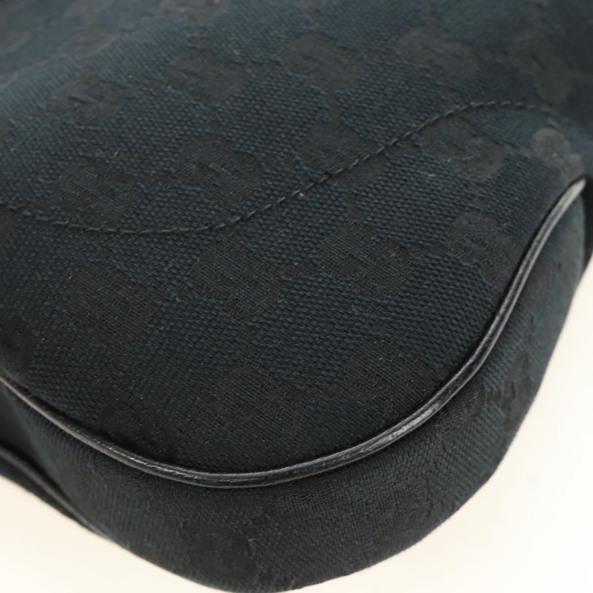 GUCCI New Jackie GG Canvas Shoulder Bag Black Gold 137335 Auth 183724V