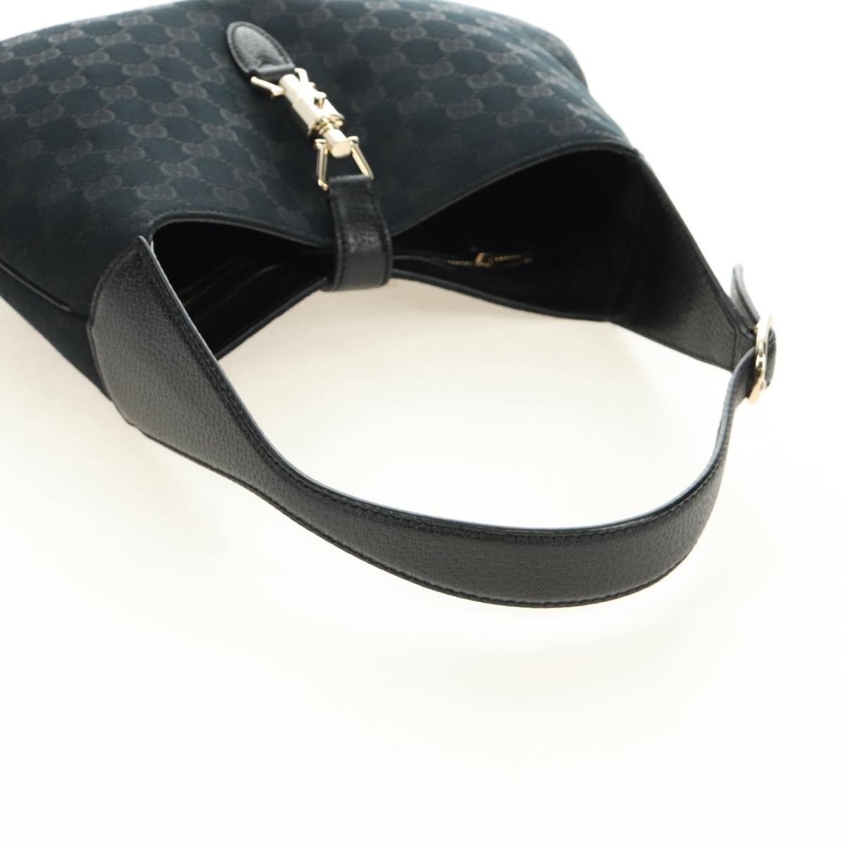 GUCCI New Jackie GG Canvas Shoulder Bag Black Gold 137335 Auth 183724V