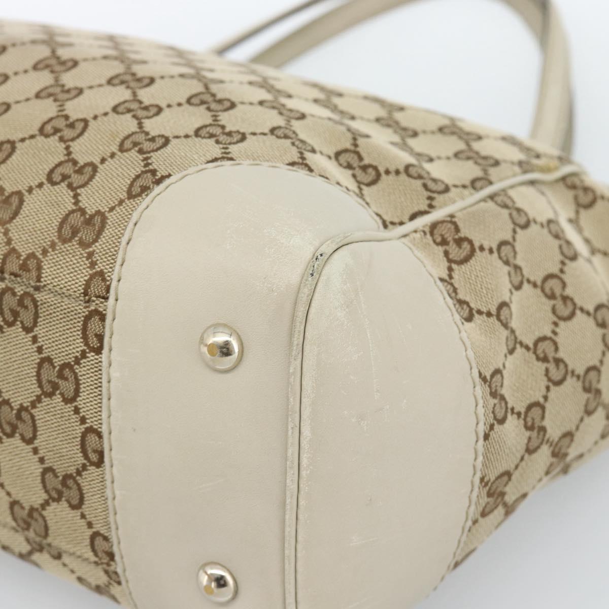 GUCCI GG Canvas Princi Web Sherry Line Tote Bag Beige Gold 257061 Auth 183725
