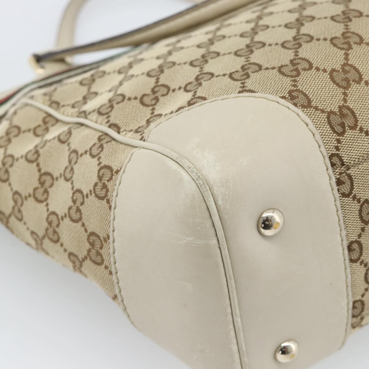 GUCCI GG Canvas Princi Web Sherry Line Tote Bag Beige Gold 257061 Auth 183725