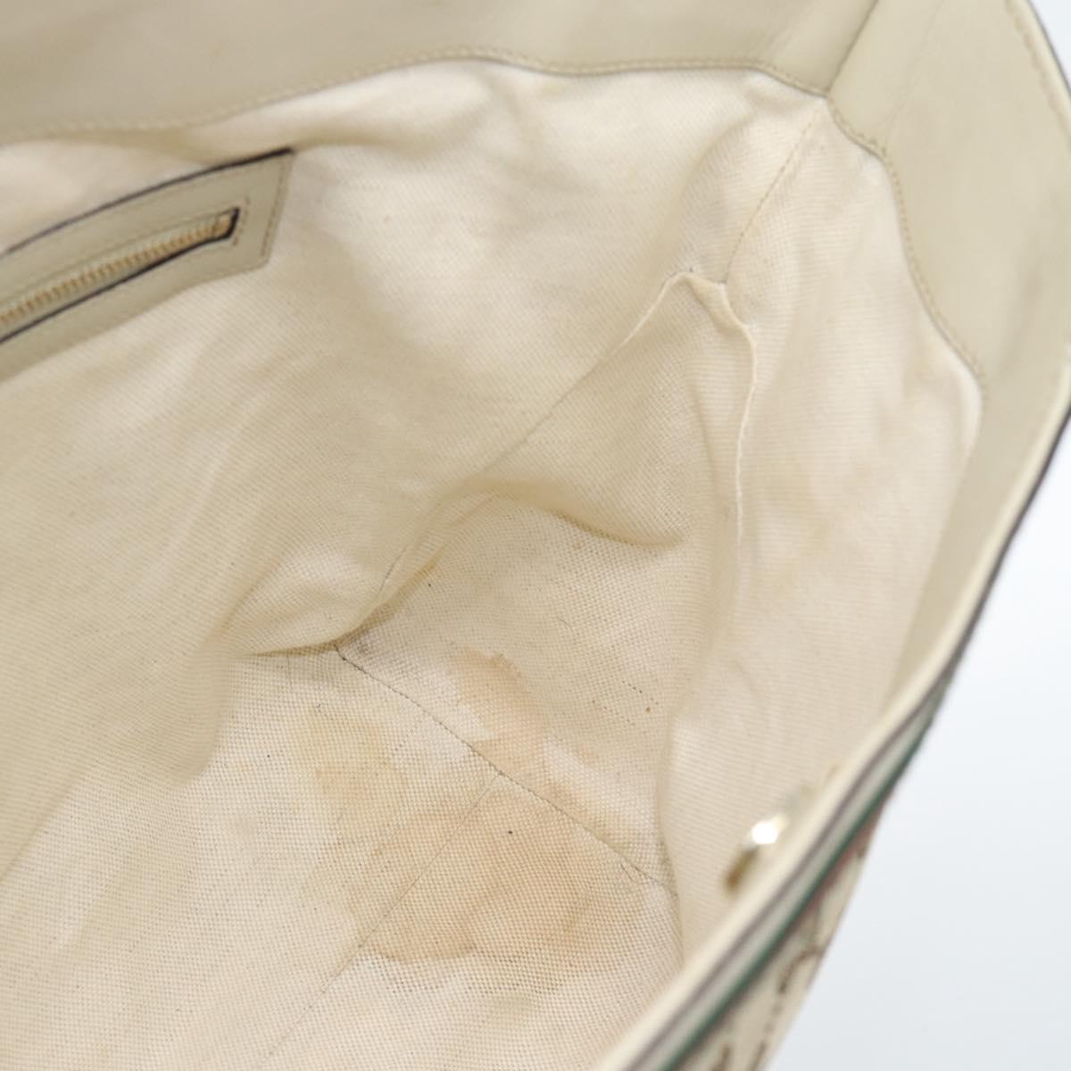 GUCCI GG Canvas Princi Web Sherry Line Tote Bag Beige Gold 257061 Auth 183725