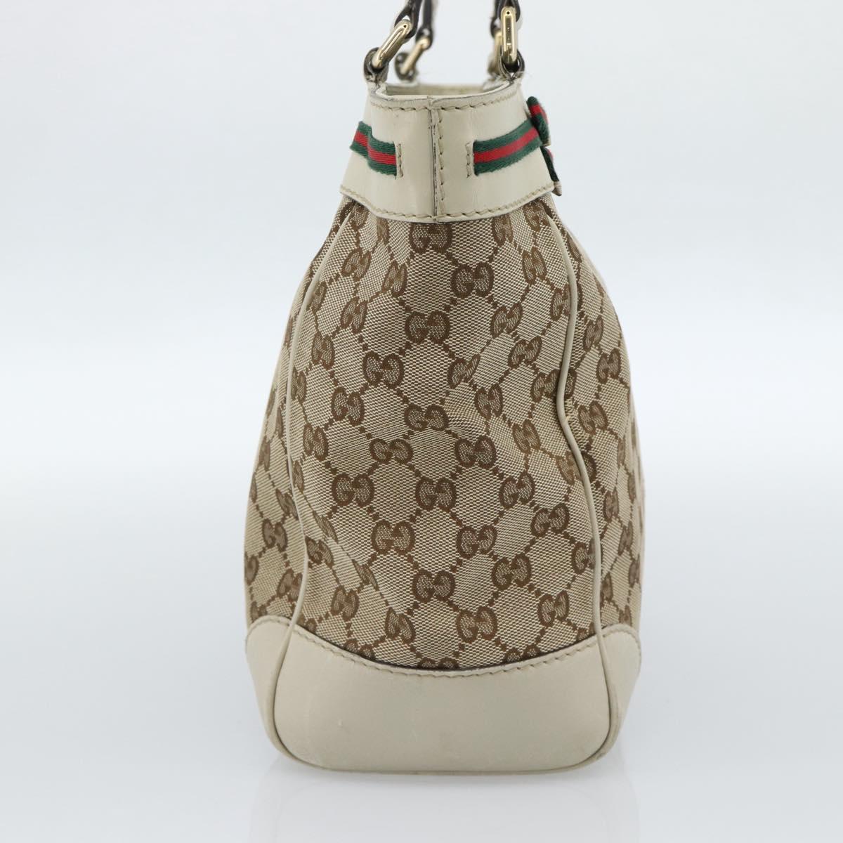 GUCCI GG Canvas Princi Web Sherry Line Tote Bag Beige Gold 257061 Auth 183725