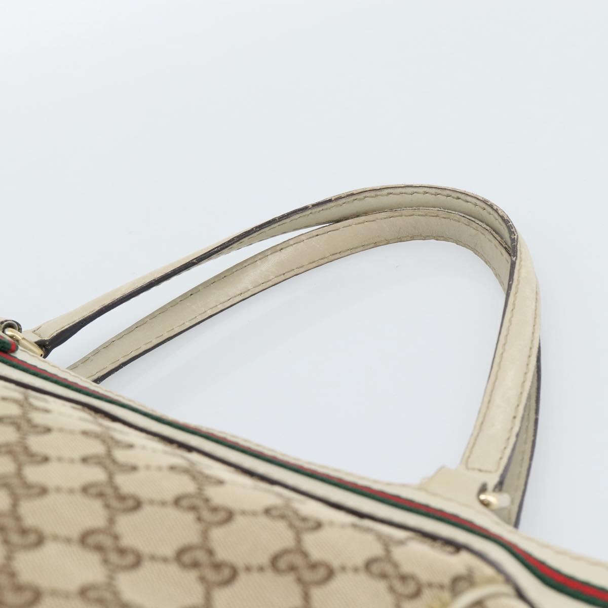 GUCCI GG Canvas Princi Web Sherry Line Tote Bag Beige Gold 257061 Auth 183725