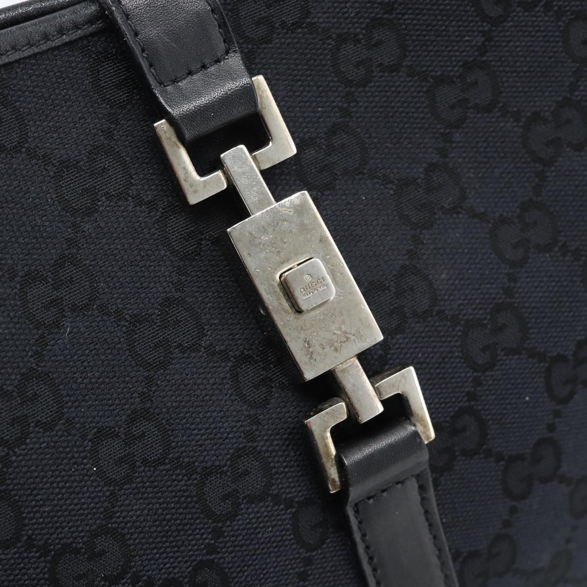 GUCCI GG Canvas Jackie Shoulder Bag Black Silver 001 8806 Auth 183726V