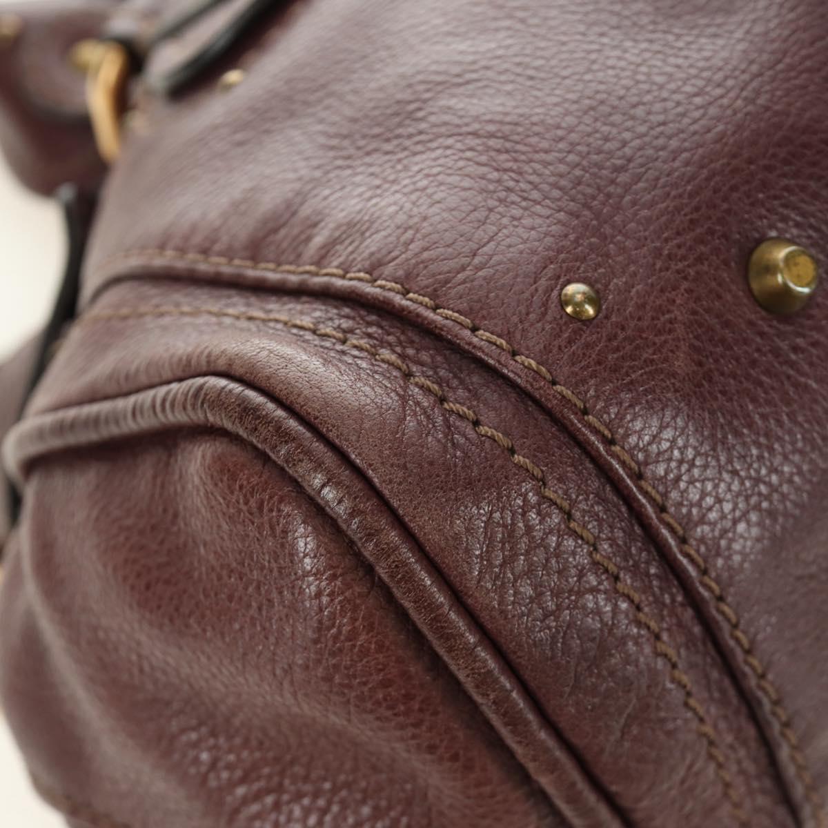 Chloe Paddington Hand Bag Leather Bordeaux Silver Auth 183727M