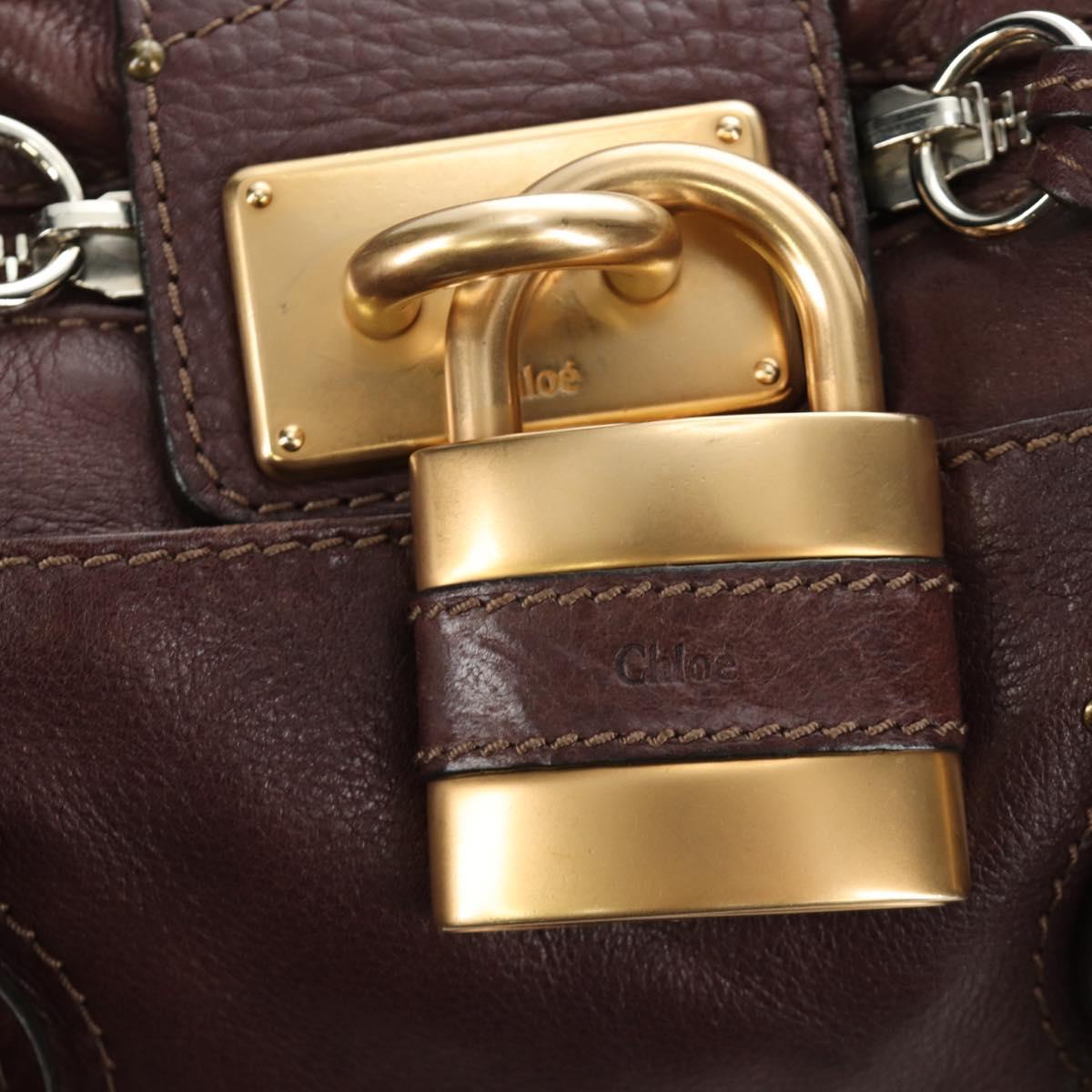 Chloe Paddington Hand Bag Leather Bordeaux Silver Auth 183727M