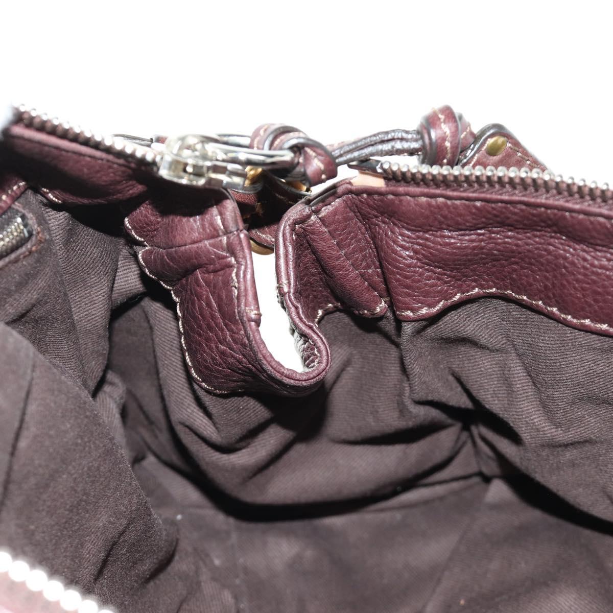Chloe Paddington Hand Bag Leather Bordeaux Silver Auth 183727M