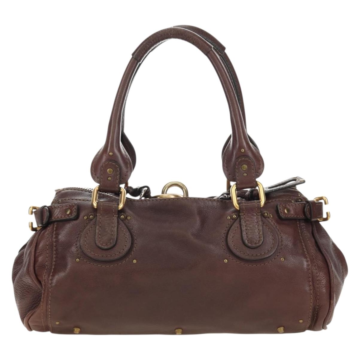 Chloe Paddington Hand Bag Leather Bordeaux Silver Auth 183727M