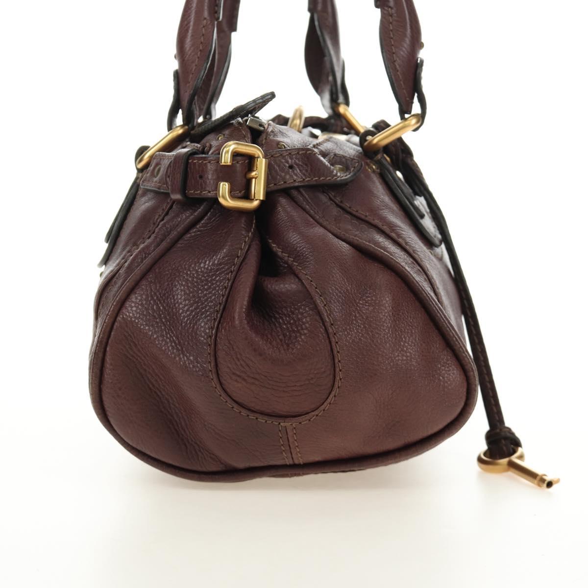 Chloe Paddington Hand Bag Leather Bordeaux Silver Auth 183727M