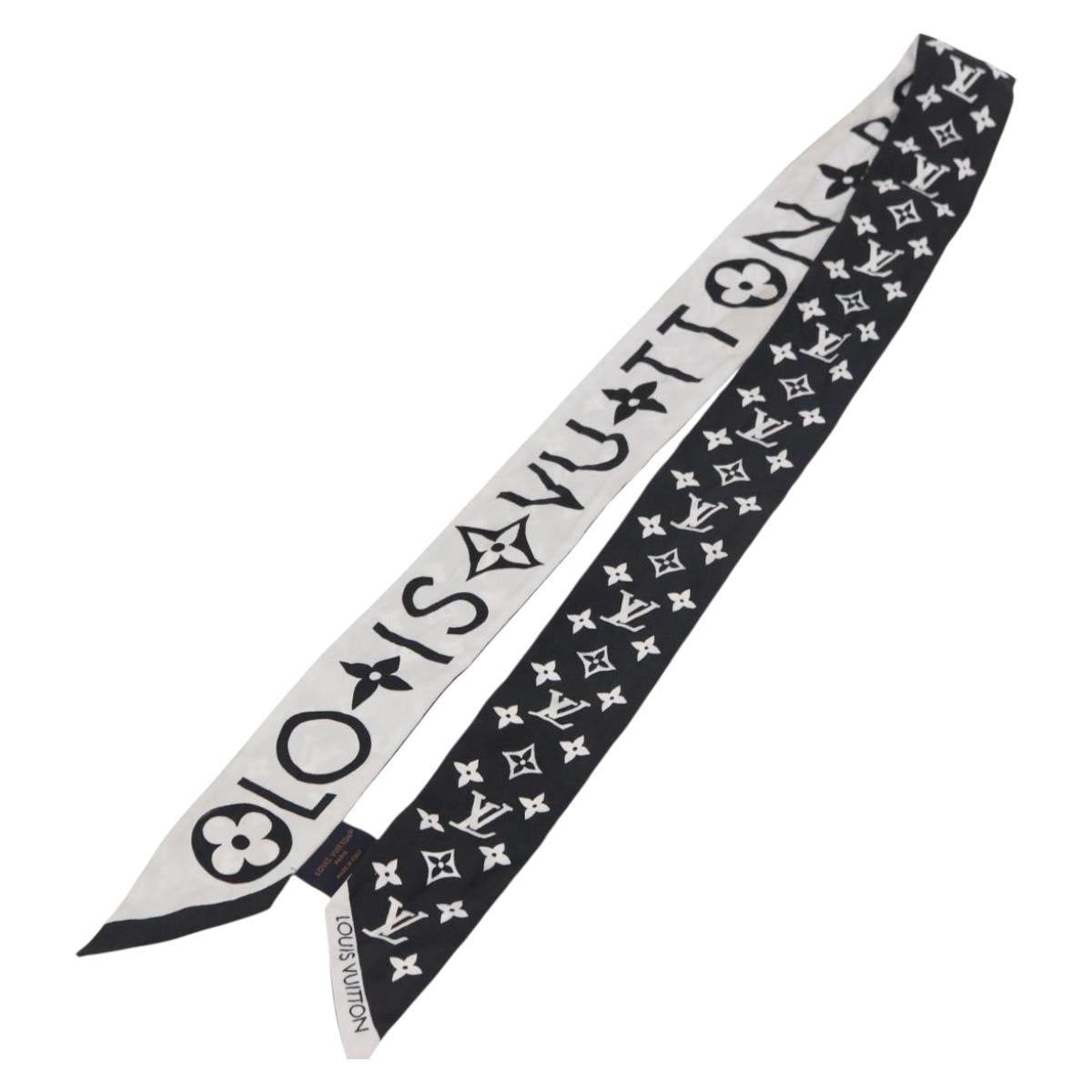 LOUIS VUITTON Monogram Bando BB Scarf Silk White Black M90682 LV Auth 183728