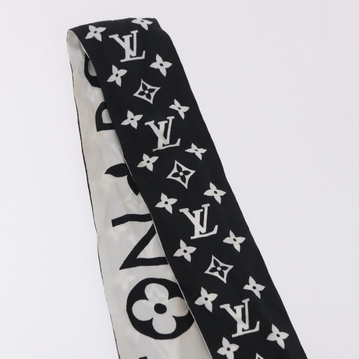 LOUIS VUITTON Monogram Bando BB Scarf Silk White Black M90682 LV Auth 183728