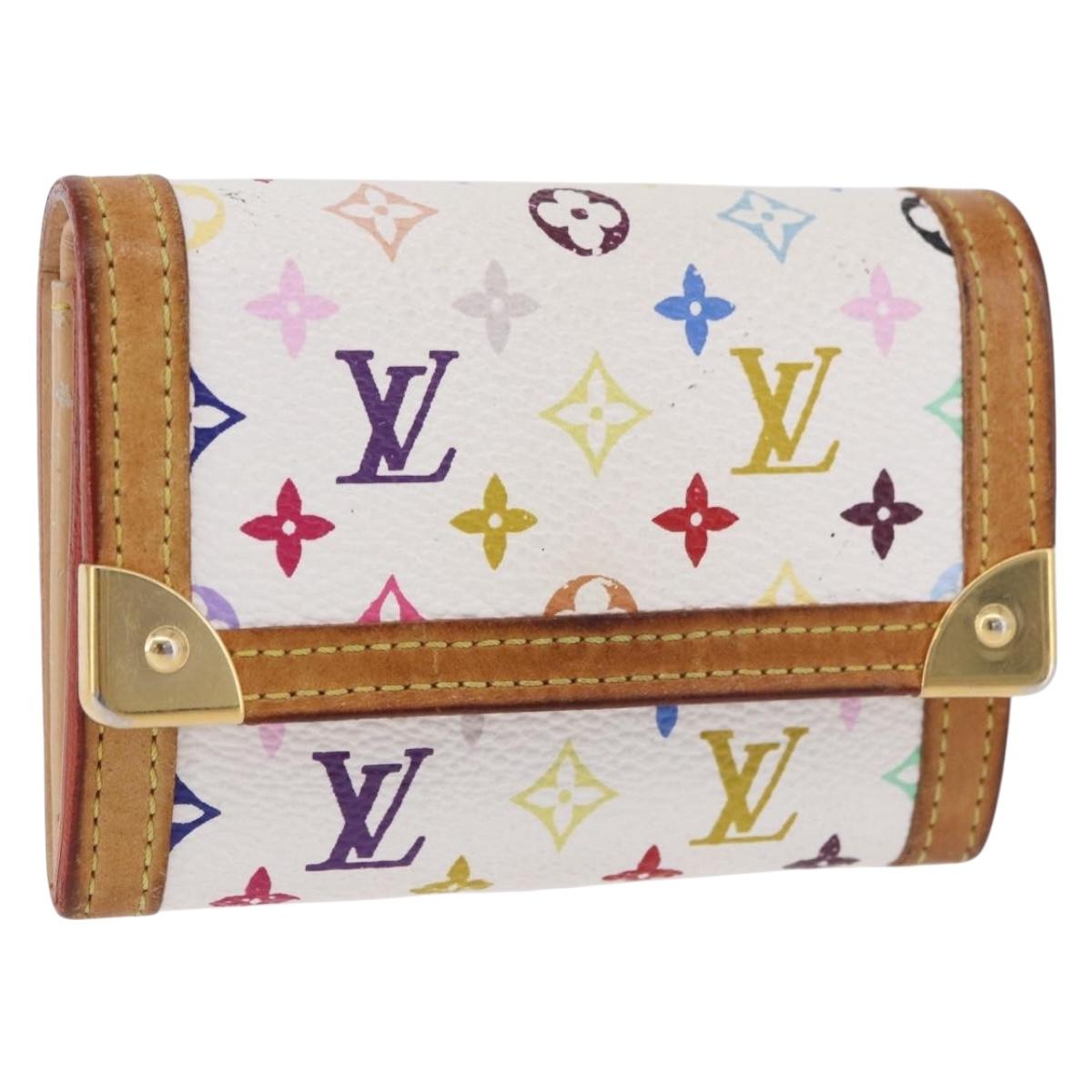 LOUIS VUITTON Multicolor Porte Monnaie Pla Coin Purse White M92657 Auth 183734V