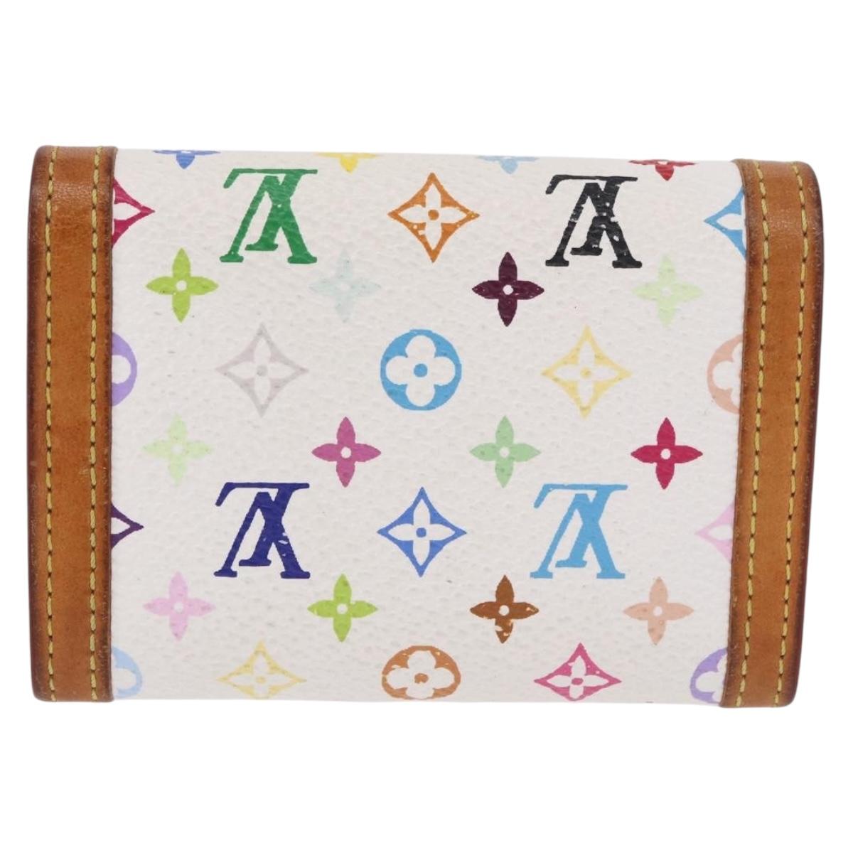 LOUIS VUITTON Multicolor Porte Monnaie Pla Coin Purse White M92657 Auth 183734V