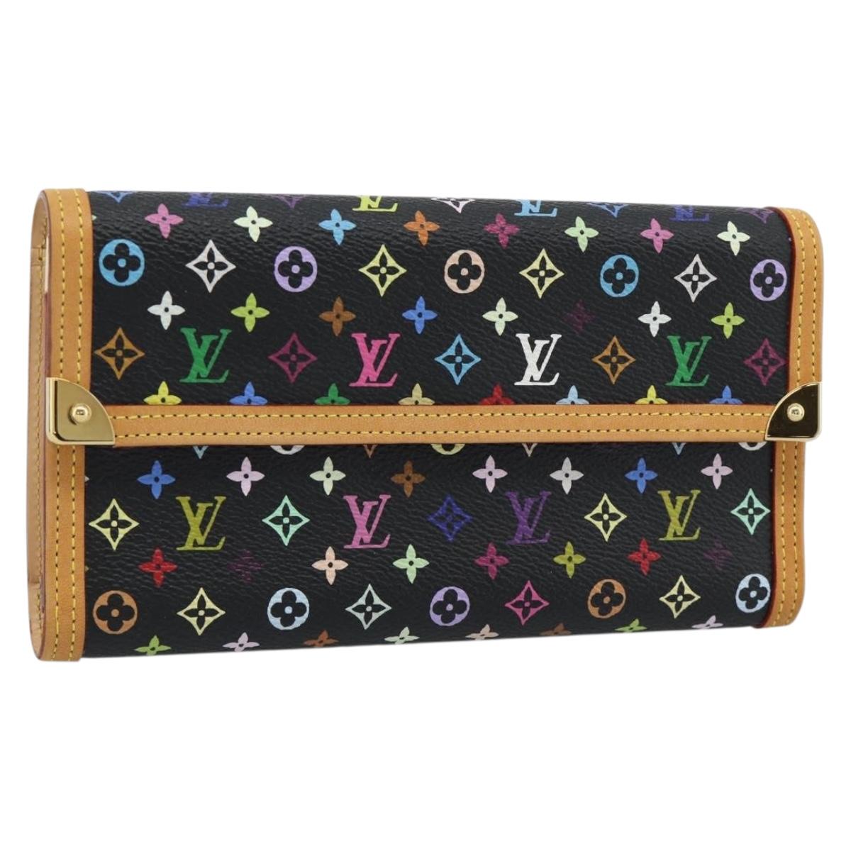 LOUIS VUITTON Monogram Multicolor Porte Tresor Wallet Black M92658 Auth 183735SAV