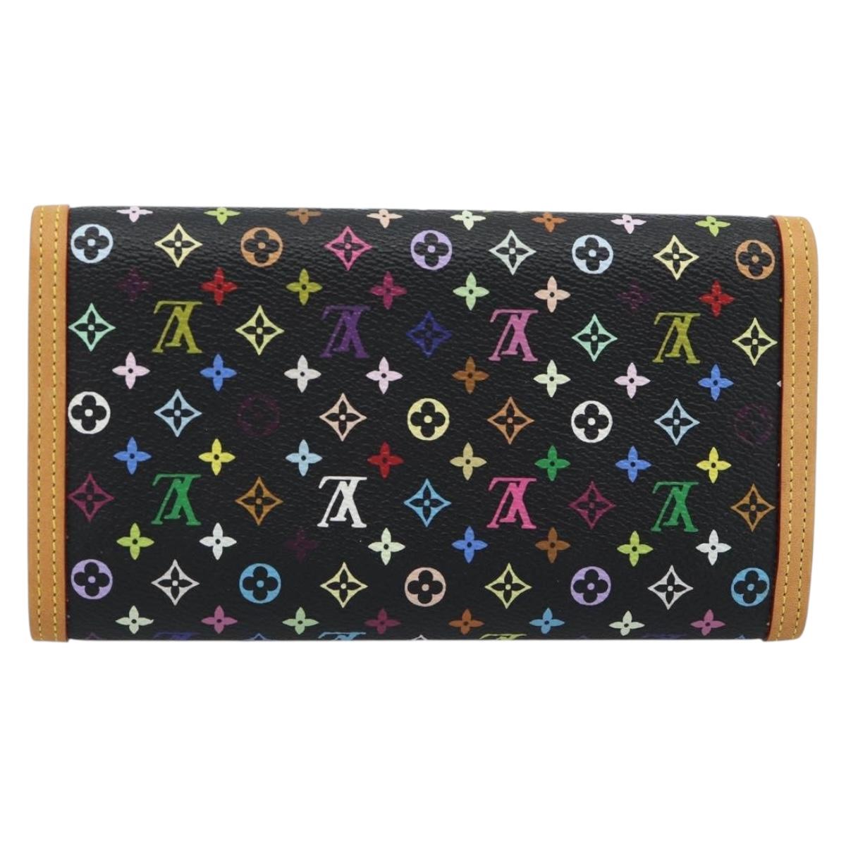 LOUIS VUITTON Monogram Multicolor Porte Tresor Wallet Black M92658 Auth 183735SAV