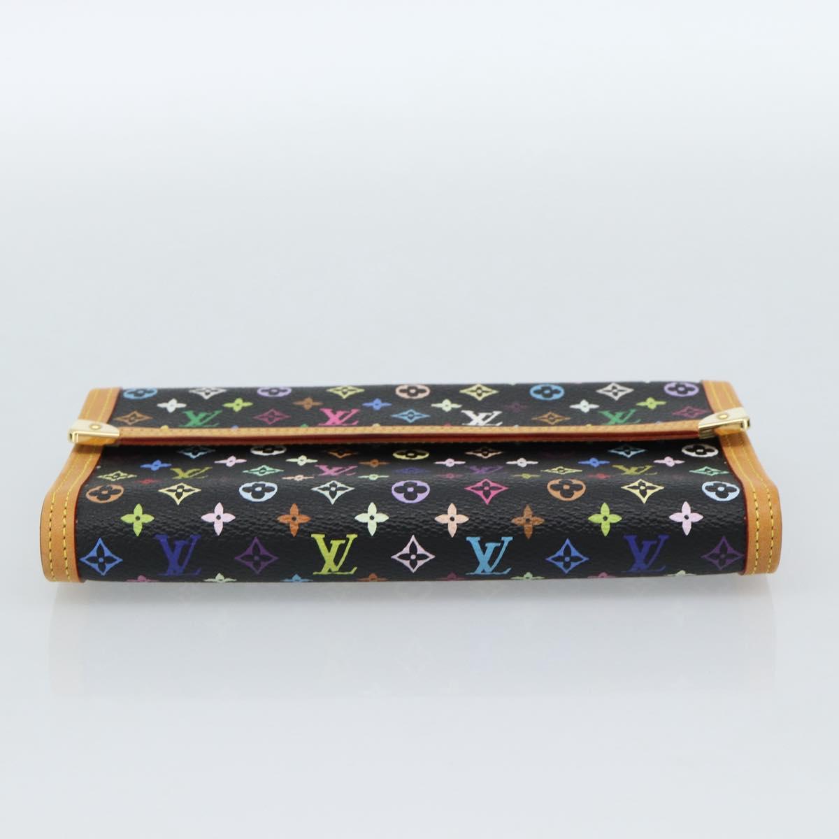LOUIS VUITTON Monogram Multicolor Porte Tresor Wallet Black M92658 Auth 183735SAV