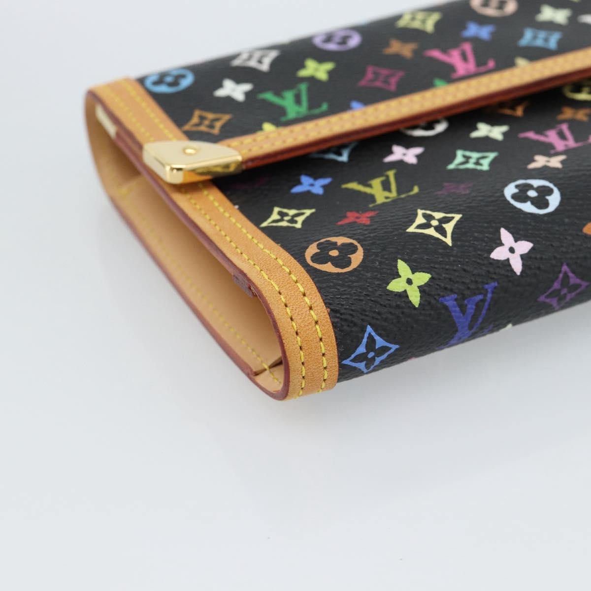 LOUIS VUITTON Monogram Multicolor Porte Tresor Wallet Black M92658 Auth 183735SAV