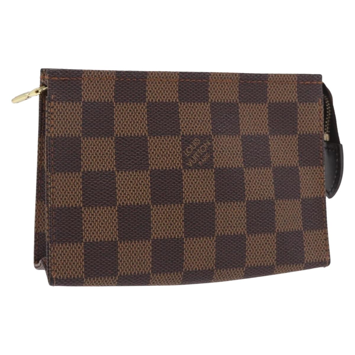 LOUIS VUITTON Damier Ebene Poche Toilette 15 Pouch N47548 LV Auth 183737V