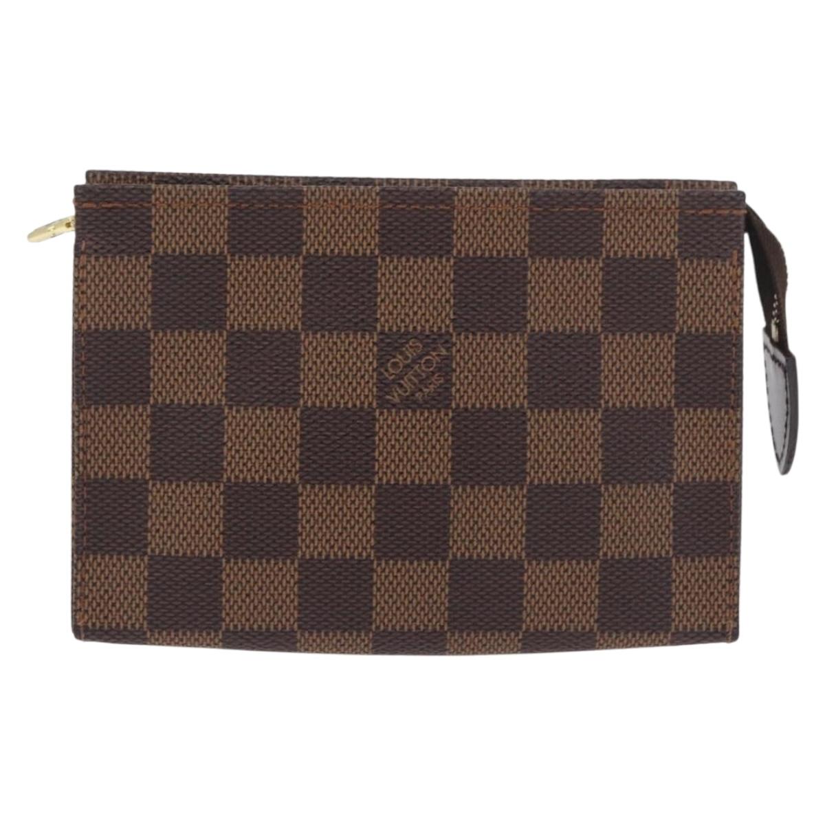 LOUIS VUITTON Damier Ebene Poche Toilette 15 Pouch N47548 LV Auth 183737V