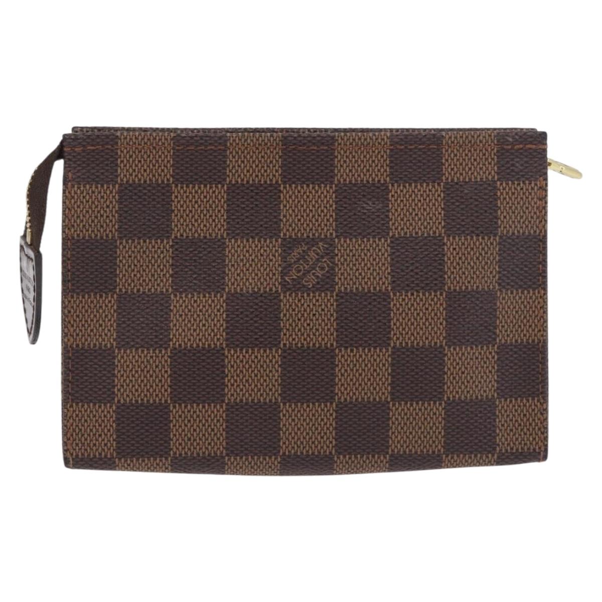 LOUIS VUITTON Damier Ebene Poche Toilette 15 Pouch N47548 LV Auth 183737V