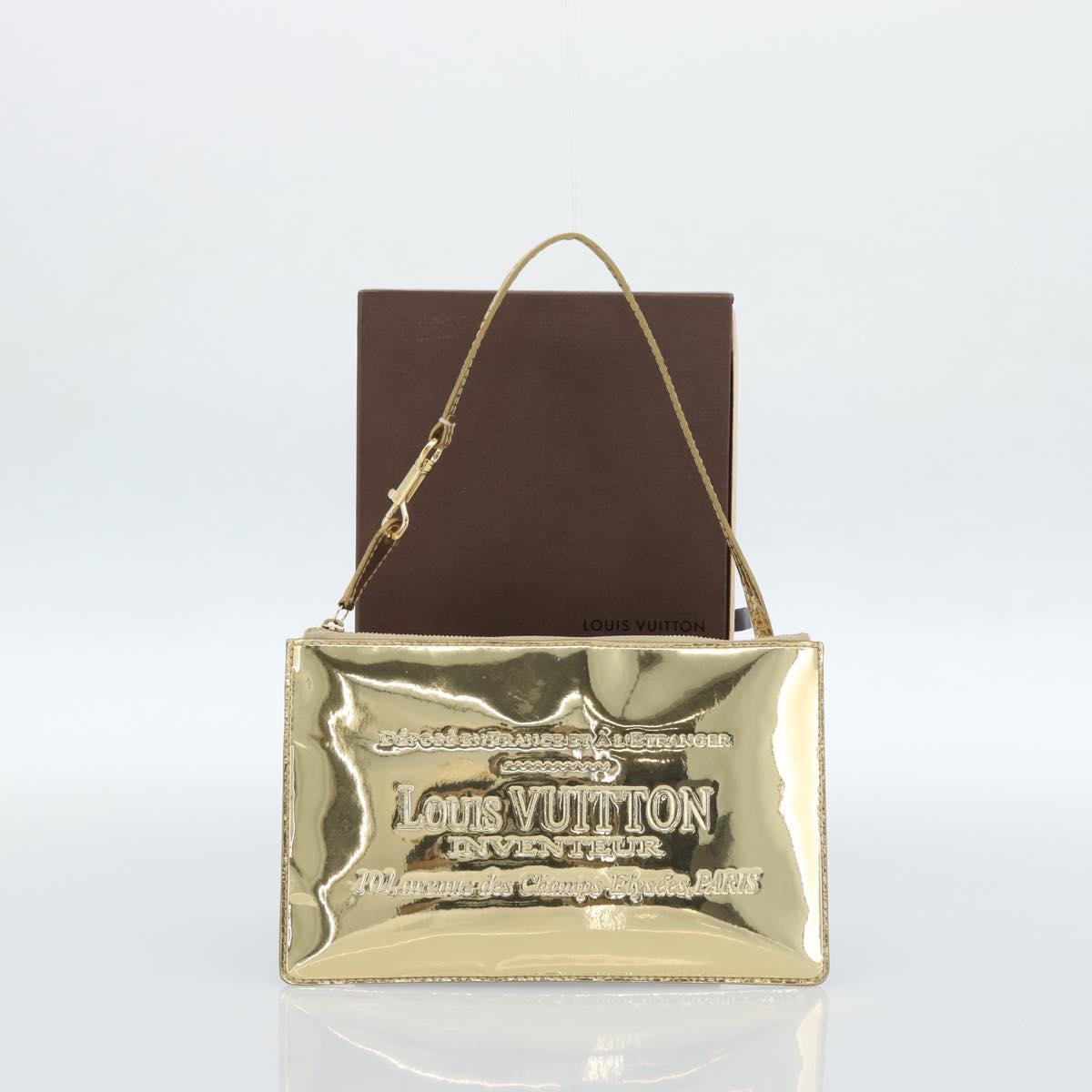 LOUIS VUITTON Monogram Miroir Pochette Plat Clutch Bag Gold M95278 Auth 183739V