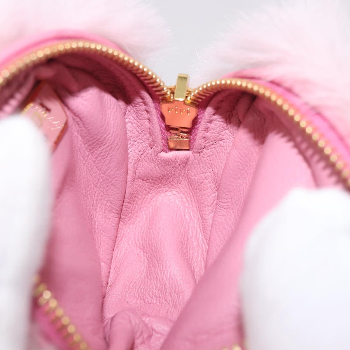 PRADA Pouch fur Pink Gold Auth 183742M