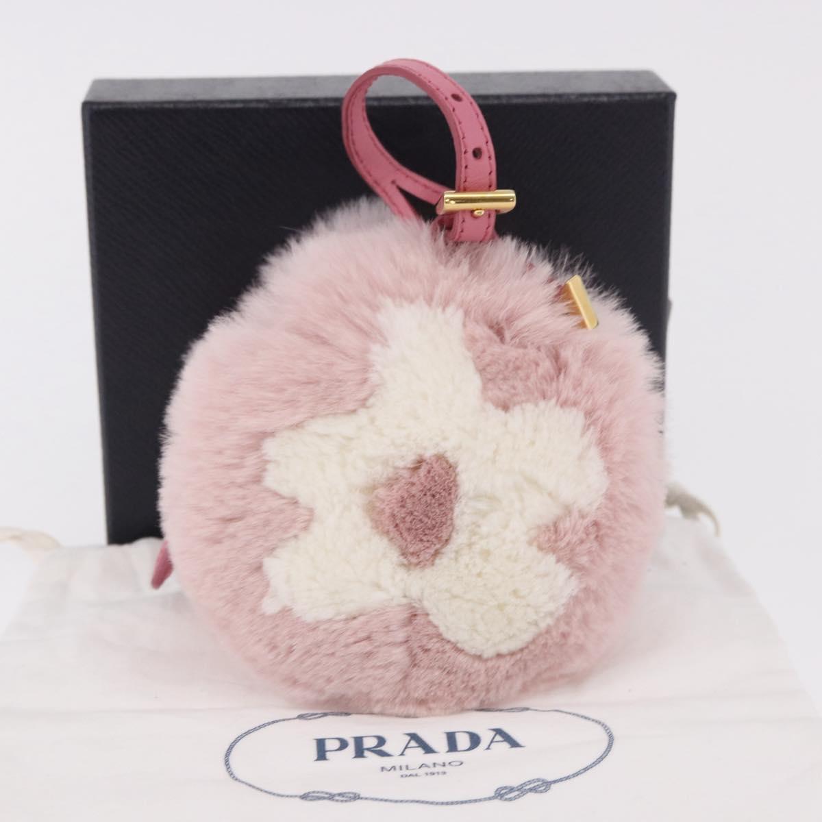 PRADA Pouch fur Pink Gold Auth 183742M