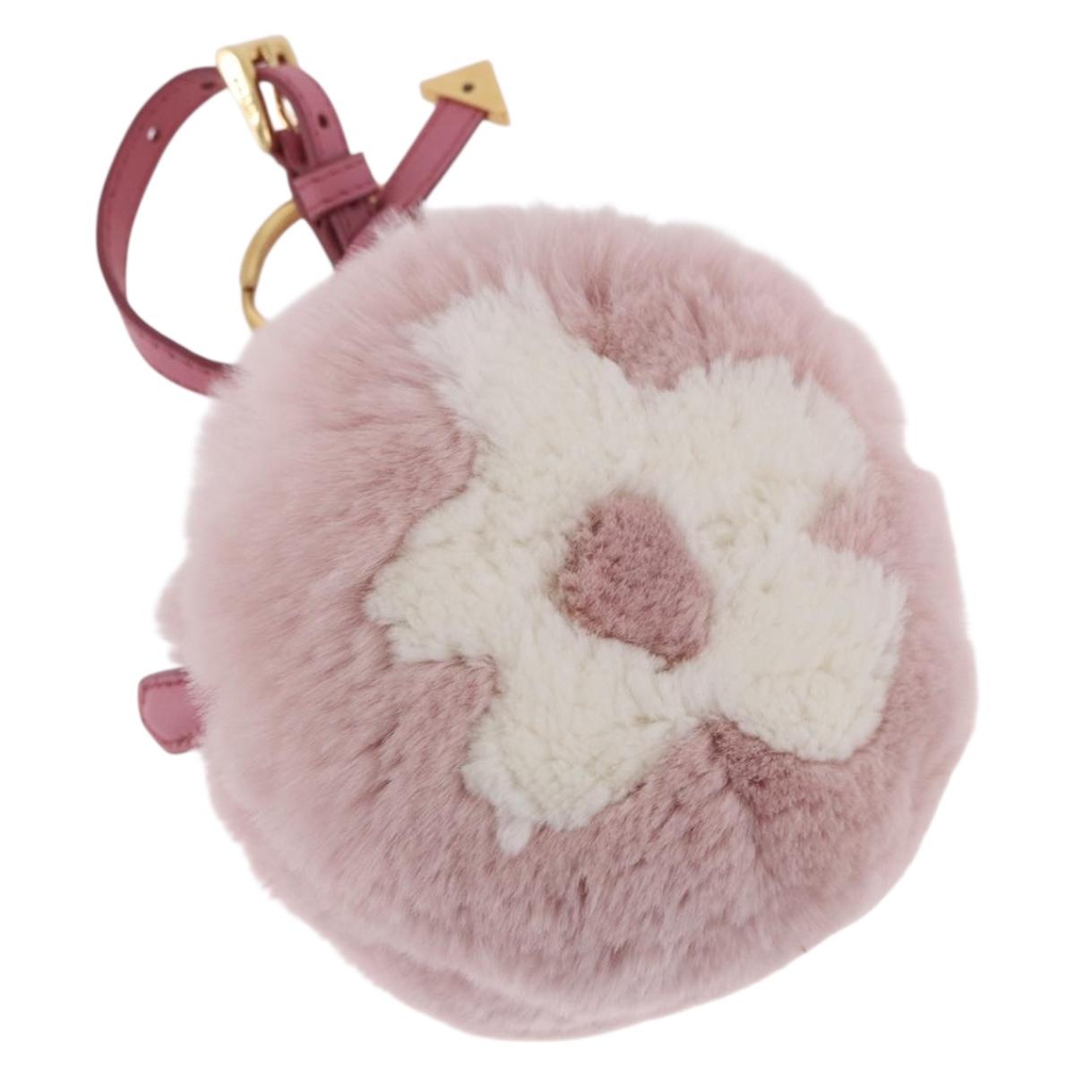 PRADA Pouch fur Pink Gold Auth 183742M