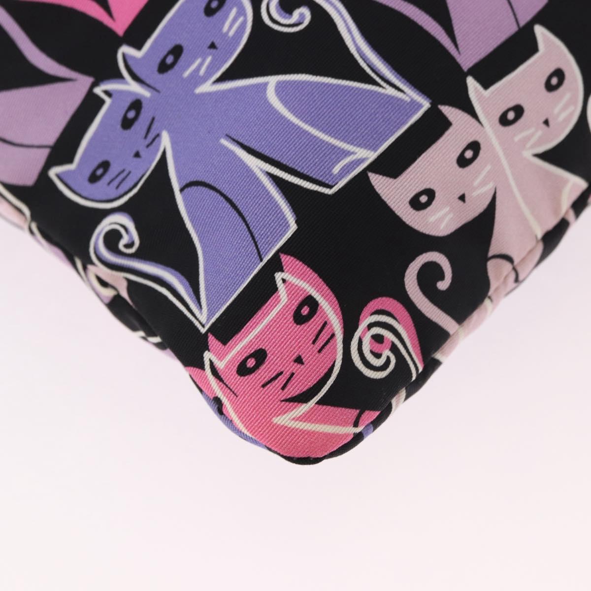 Miu Miu CANAPA CATS Drawstring Pouch Canvas Black Auth 183758M