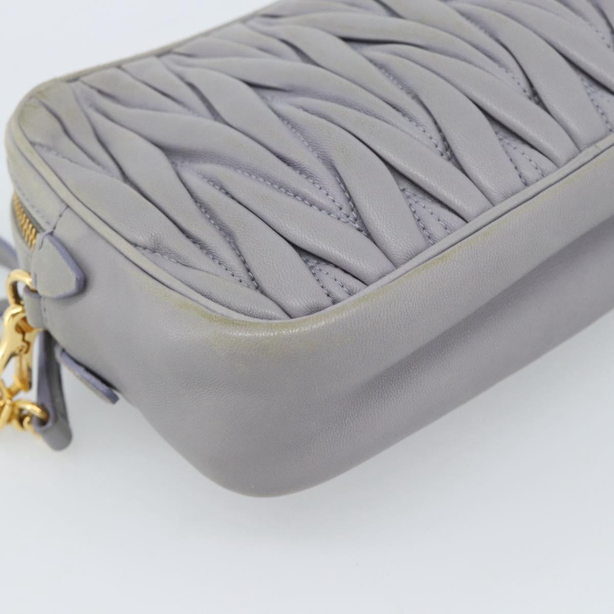 Miu Miu Matelasse Shoulder Bag Leather Gray Gold Auth 183759