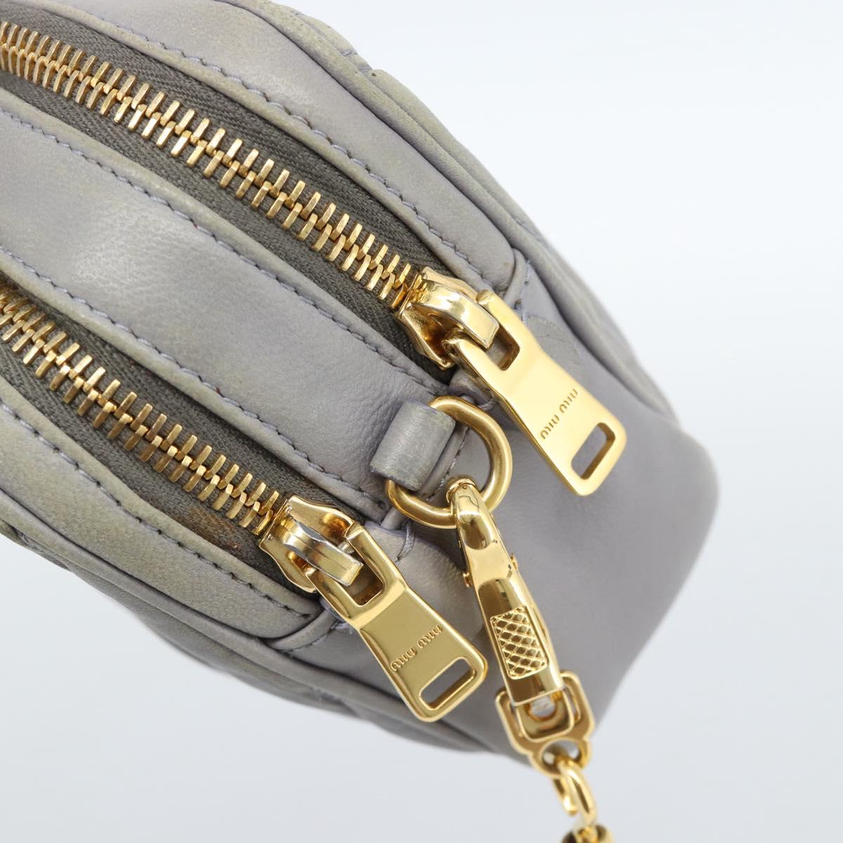 Miu Miu Matelasse Shoulder Bag Leather Gray Gold Auth 183759