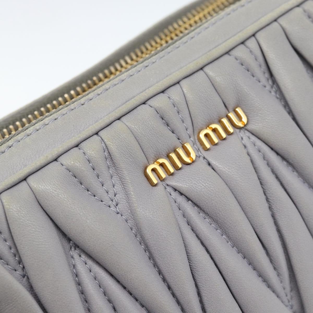 Miu Miu Matelasse Shoulder Bag Leather Gray Gold Auth 183759
