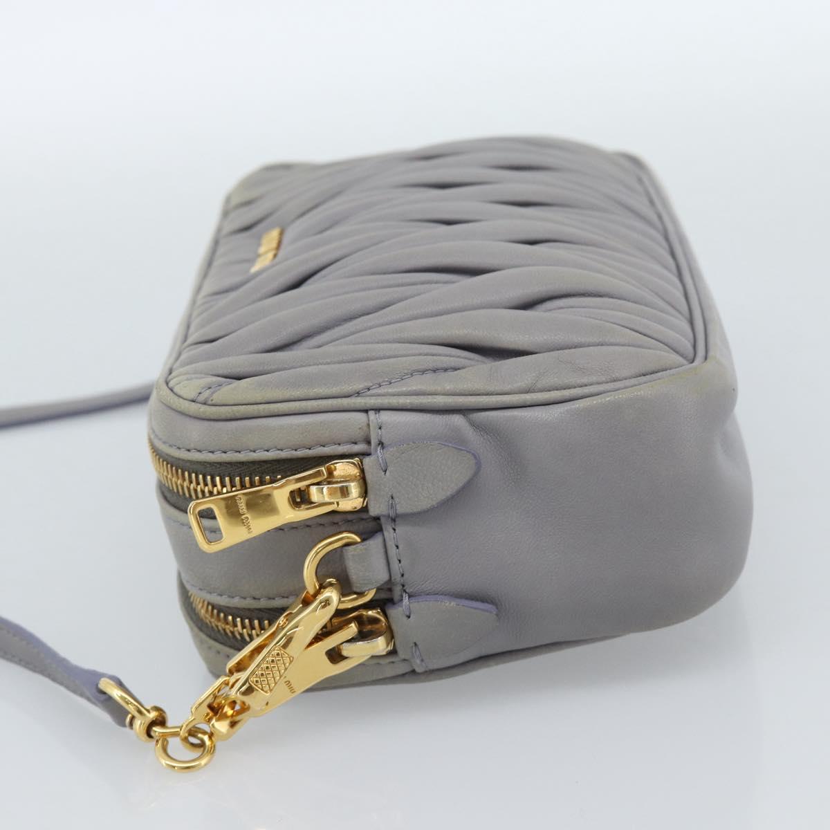 Miu Miu Matelasse Shoulder Bag Leather Gray Gold Auth 183759