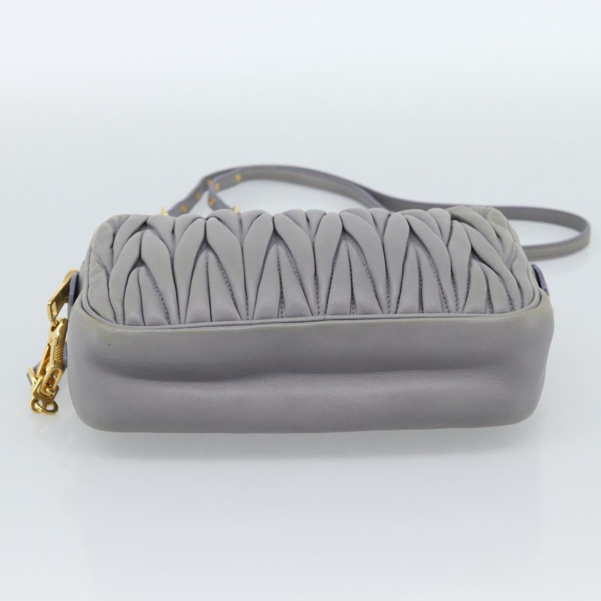 Miu Miu Matelasse Shoulder Bag Leather Gray Gold Auth 183759