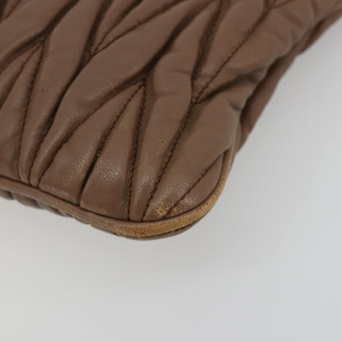 Miu Miu Matelasse Clutch Bag Leather Brown Gold Auth 183761A