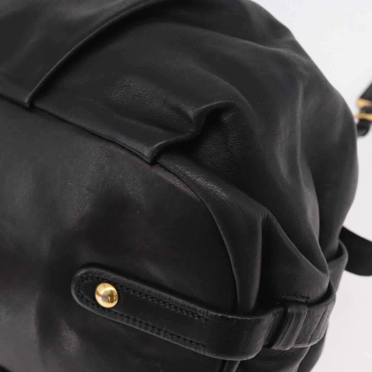 PRADA Shoulder Bag Leather Black Gold Auth 183763V