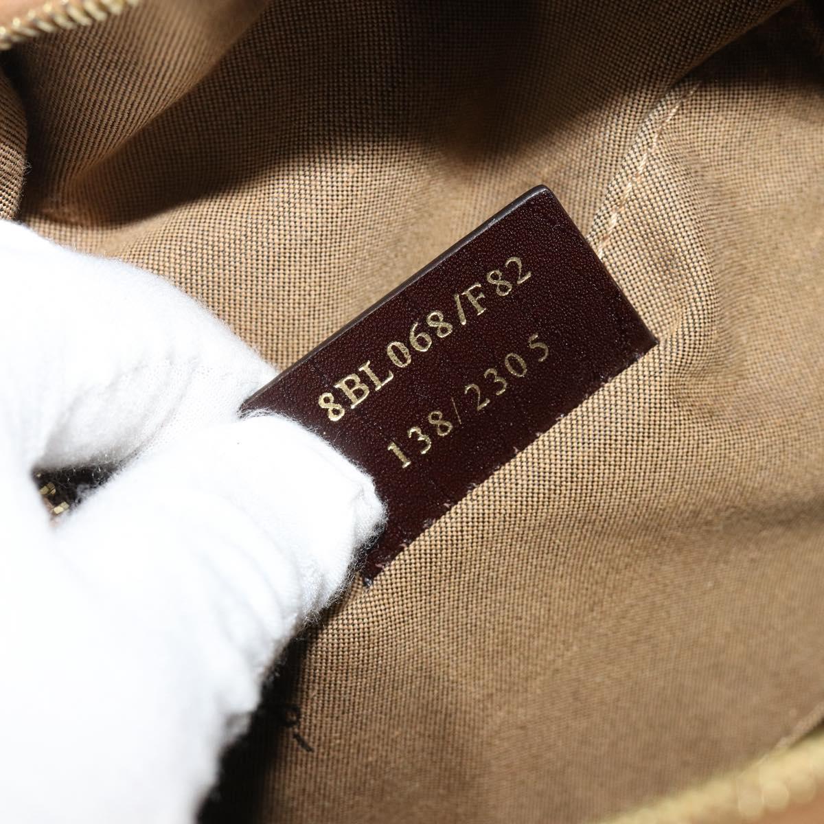 FENDI Zucchino Canvas Boston Bag Beige Gold Auth 183766A