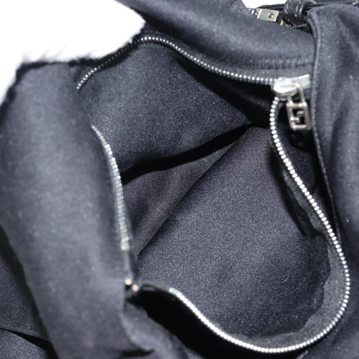 FENDI Mamma Baguette Shoulder Bag Cotton Jersey Black Silver Auth 183767