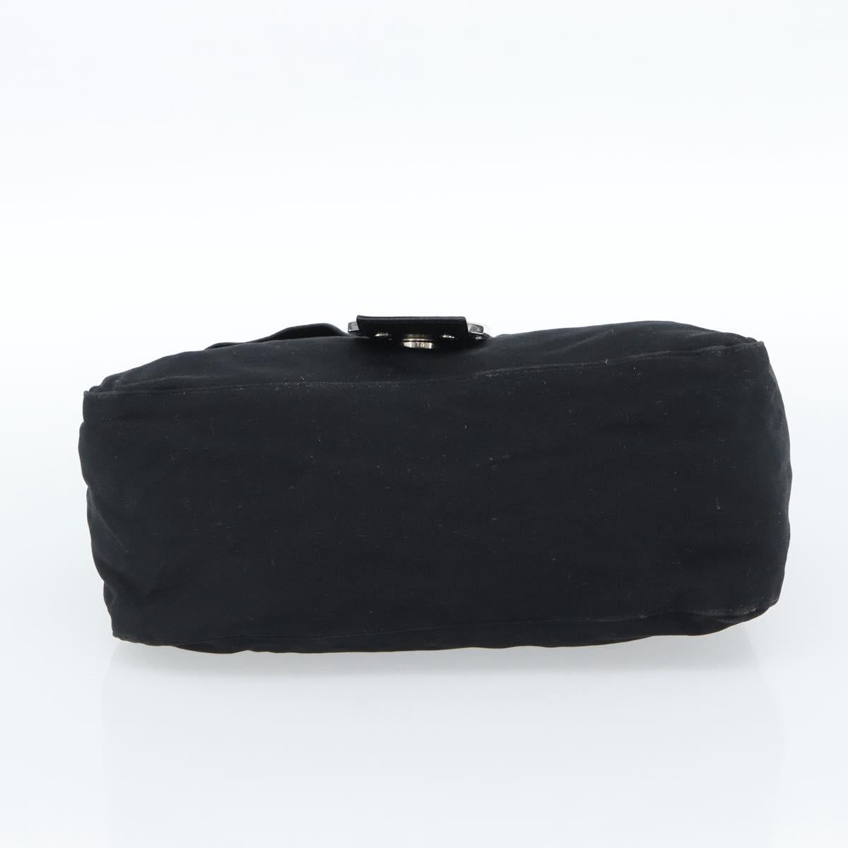 FENDI Mamma Baguette Shoulder Bag Cotton Jersey Black Silver Auth 183767