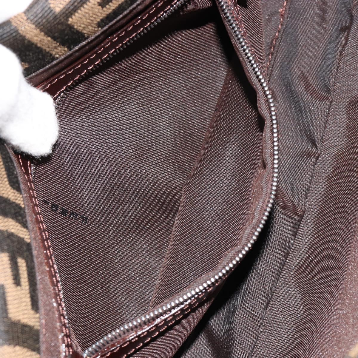 FENDI Zucca Canvas Mamma Baguette Shoulder Bag Black Brown Silver Auth 183768SAV