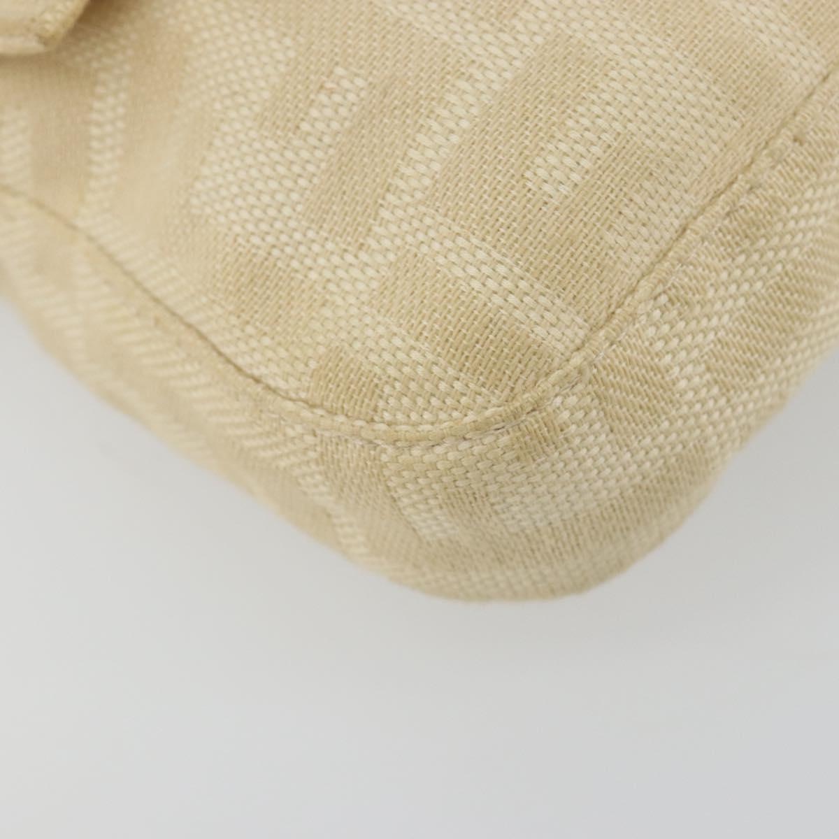 FENDI Zucca Canvas Mamma Baguette Shoulder Bag Beige Silver Auth 183769SAV
