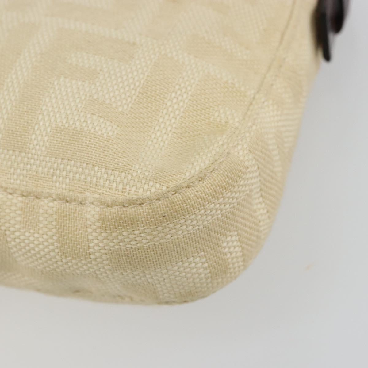 FENDI Zucca Canvas Mamma Baguette Shoulder Bag Beige Silver Auth 183769SAV