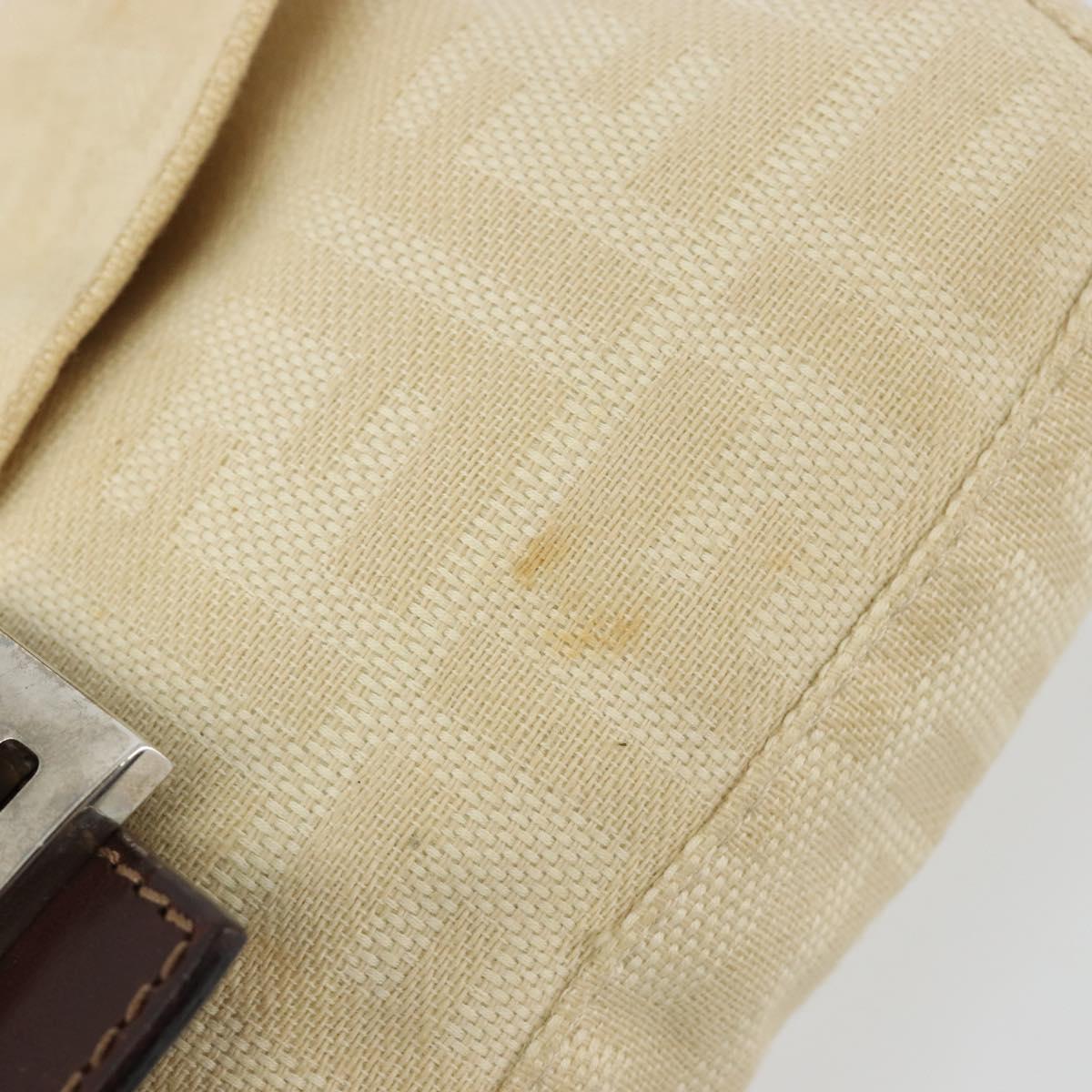 FENDI Zucca Canvas Mamma Baguette Shoulder Bag Beige Silver Auth 183769SAV