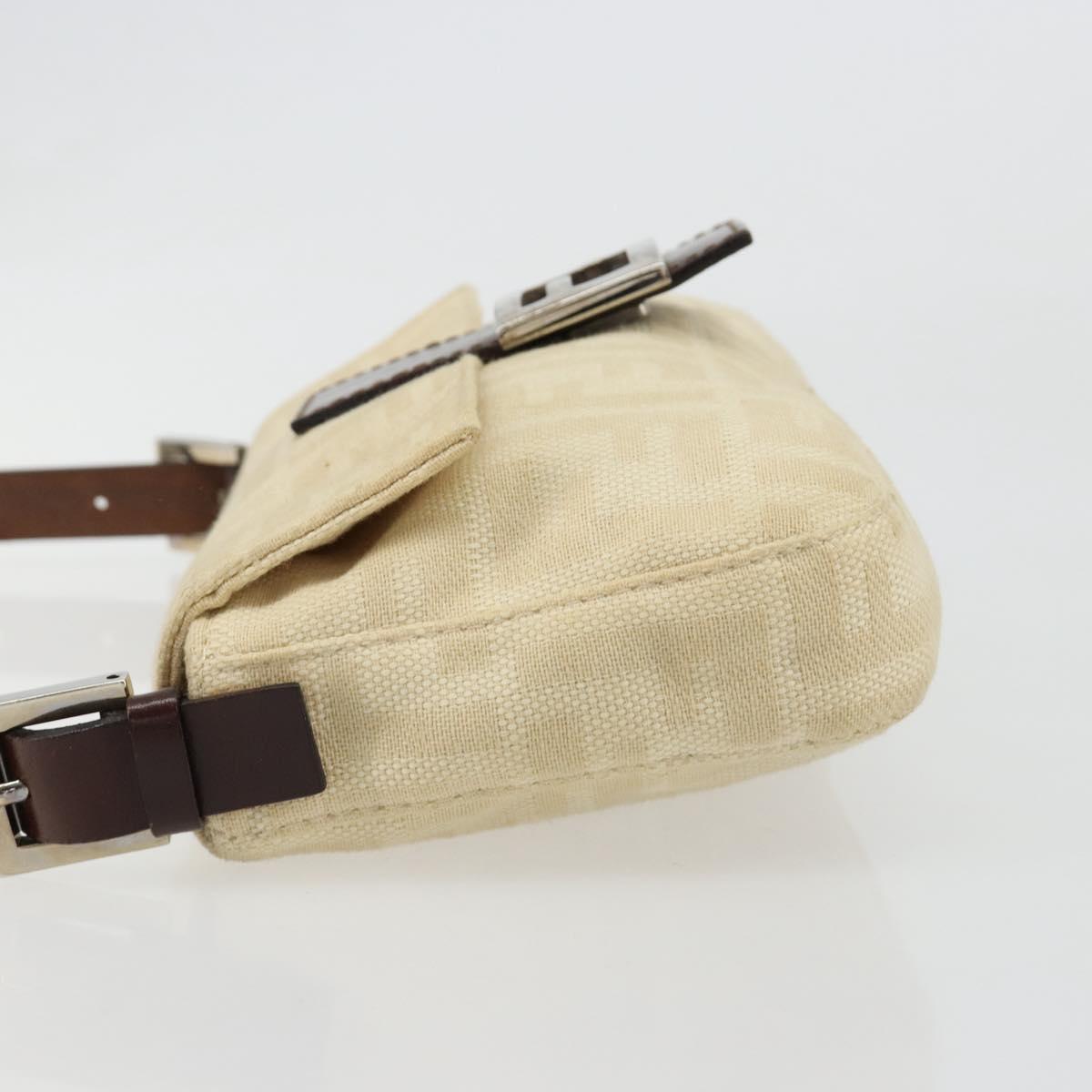 FENDI Zucca Canvas Mamma Baguette Shoulder Bag Beige Silver Auth 183769SAV