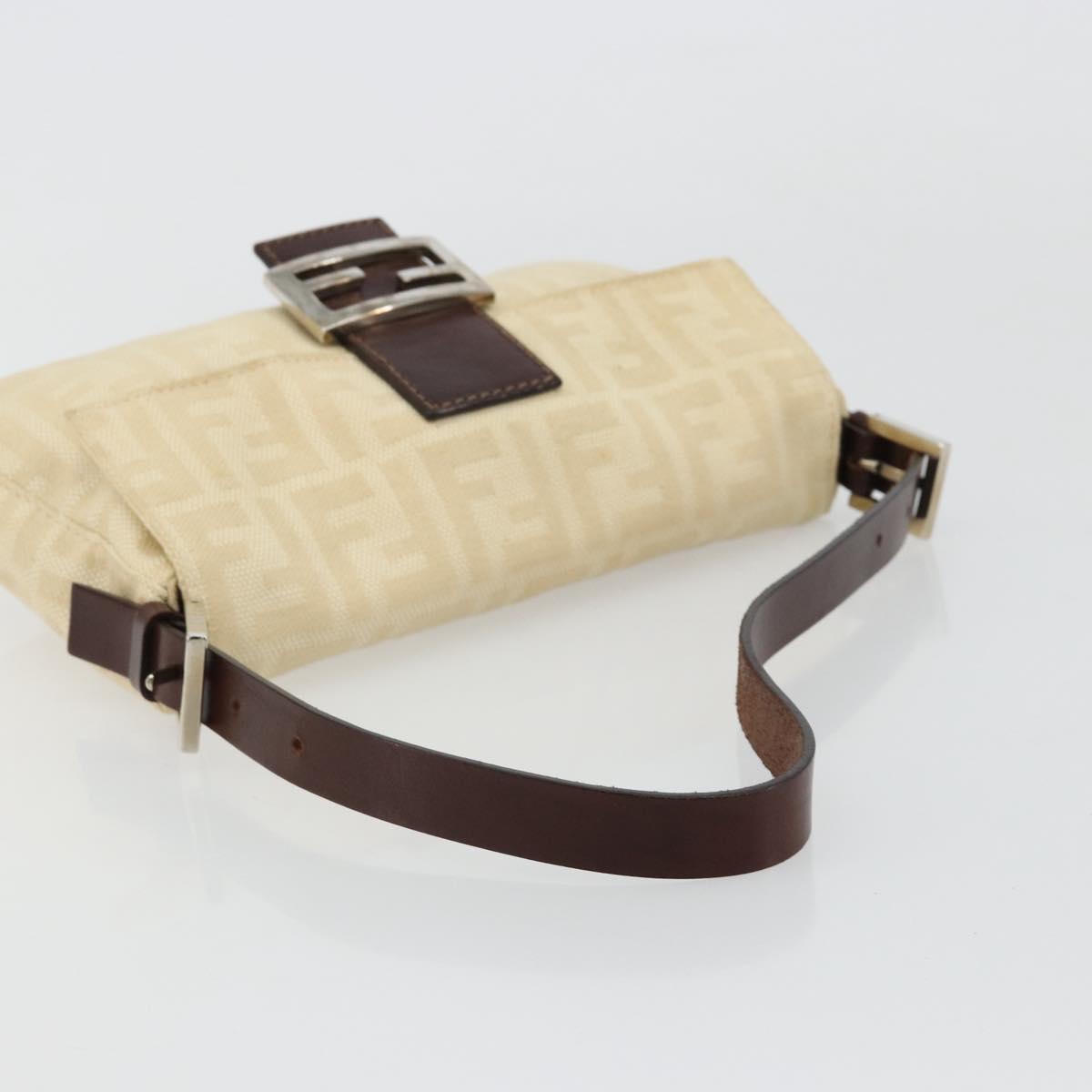 FENDI Zucca Canvas Mamma Baguette Shoulder Bag Beige Silver Auth 183769SAV