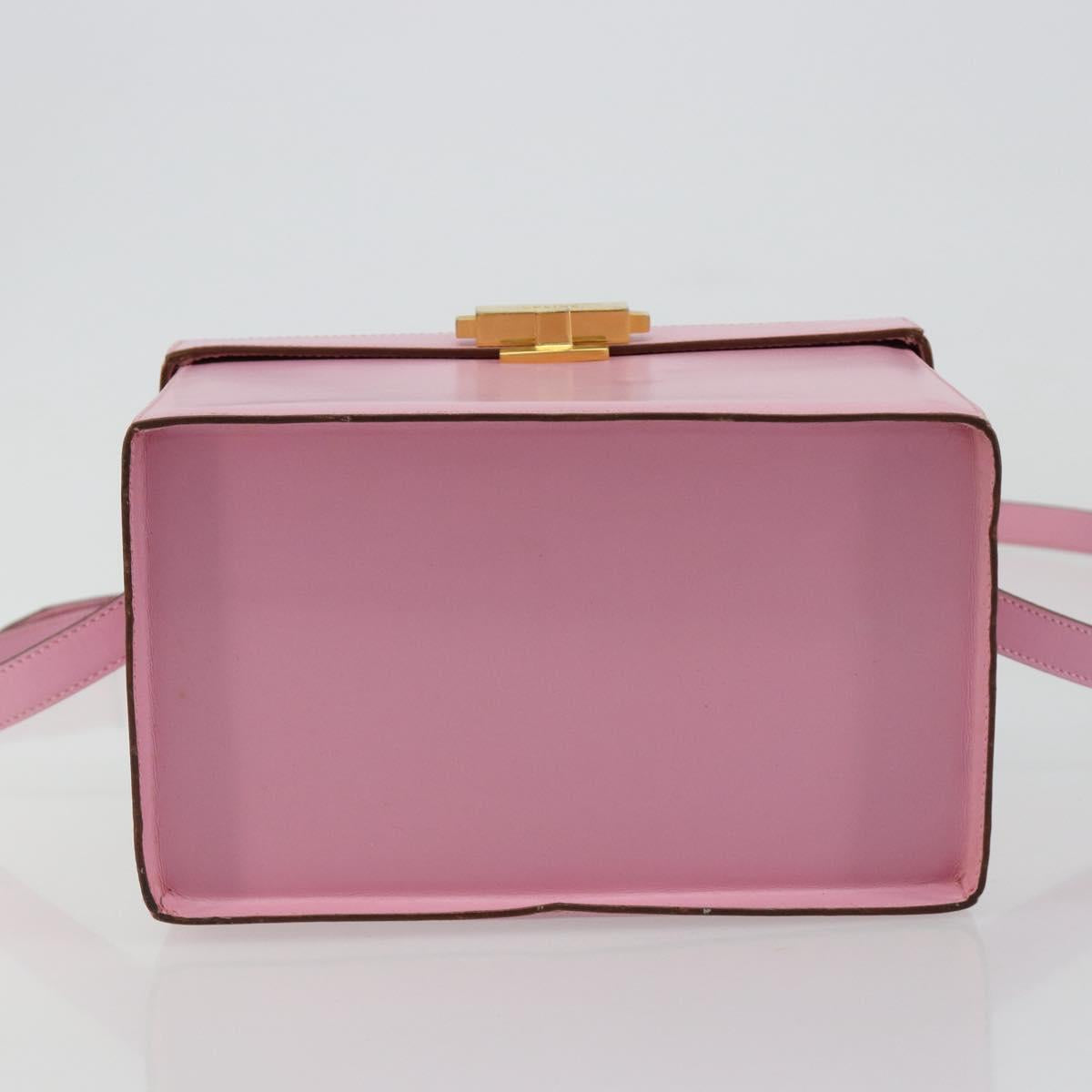 CELINE Vanity Shoulder Bag Leather 2way Gold Pink Auth 183776A