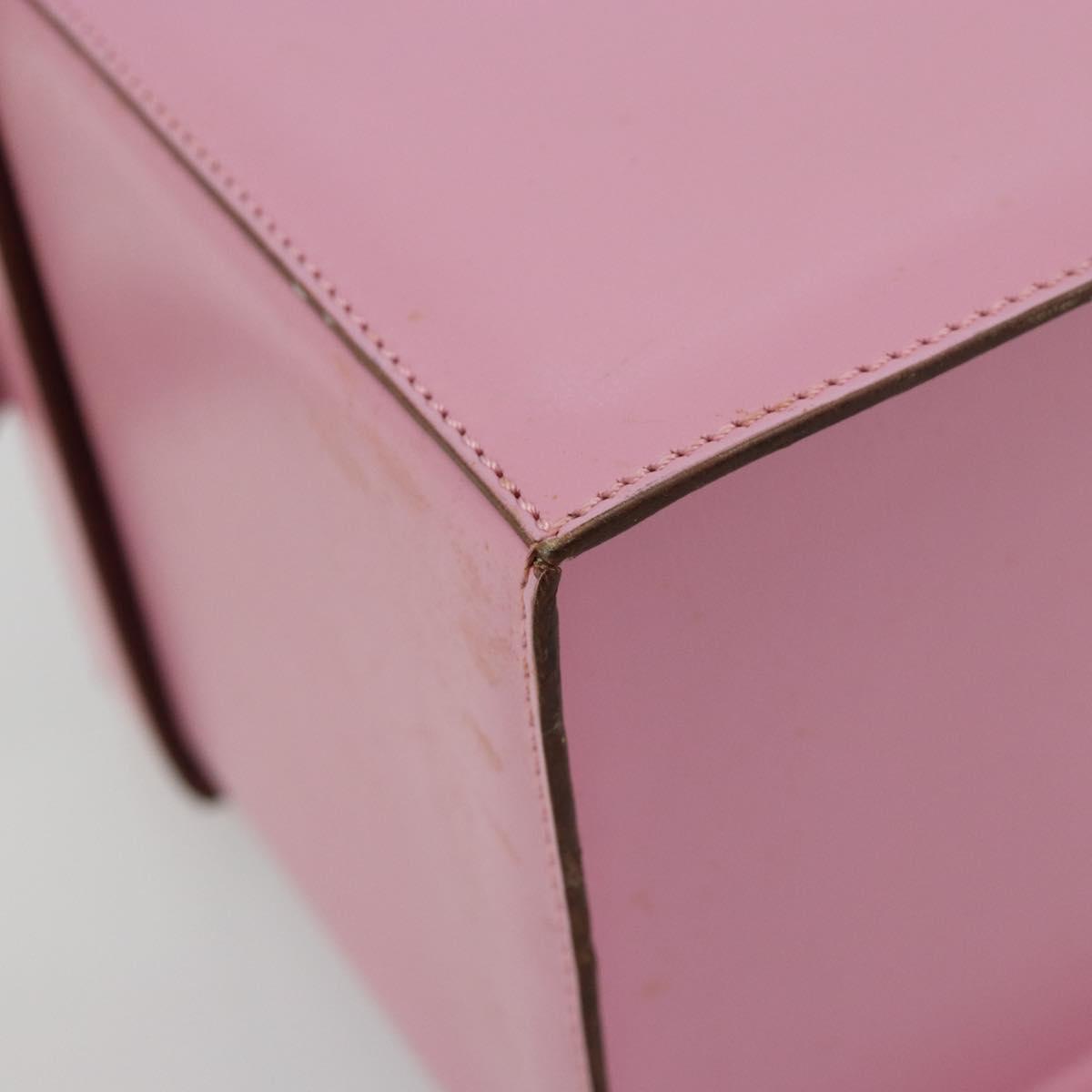 CELINE Vanity Shoulder Bag Leather 2way Gold Pink Auth 183776A
