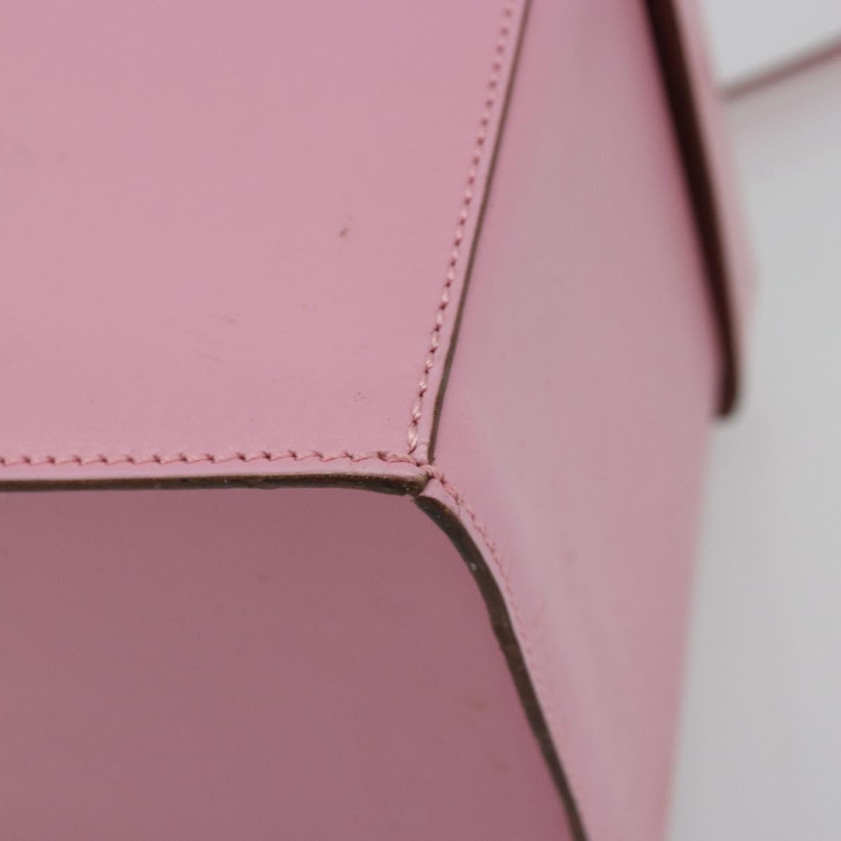 CELINE Vanity Shoulder Bag Leather 2way Gold Pink Auth 183776A