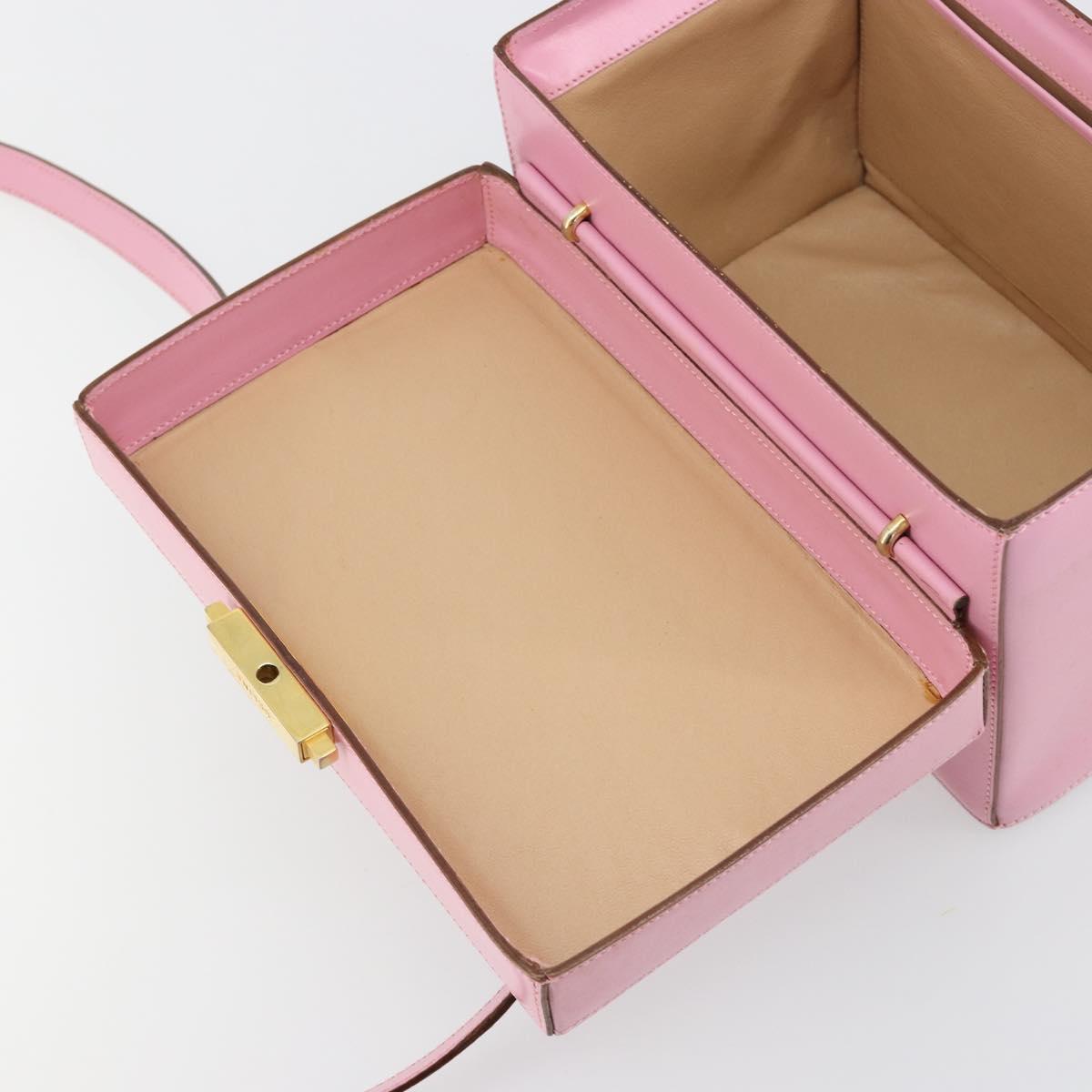 CELINE Vanity Shoulder Bag Leather 2way Gold Pink Auth 183776A