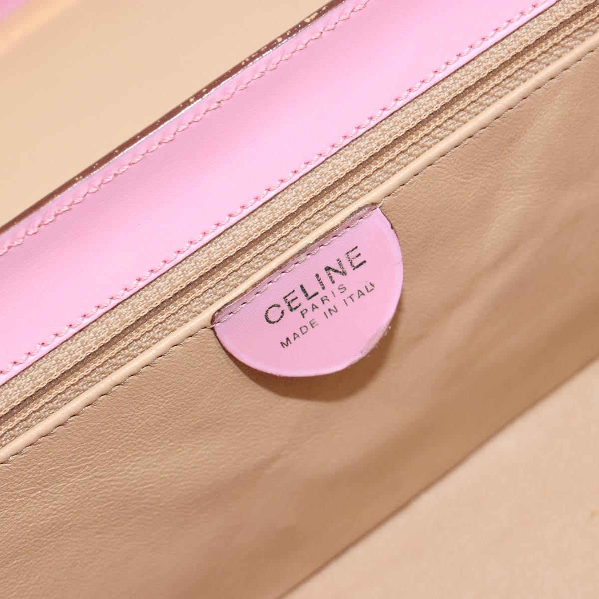 CELINE Vanity Shoulder Bag Leather 2way Gold Pink Auth 183776A